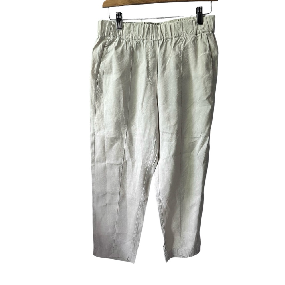 Babaton Linen Blend Pants Cream Elastic Waist Size‎ Small